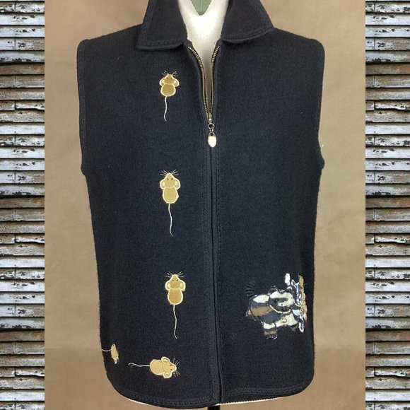 Whales Friends Vintage Wool Novelty Vest - Picture 2 of 8